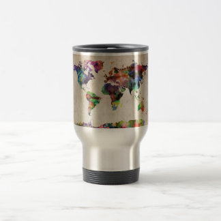 World Map Urban Watercolor Travel Mug