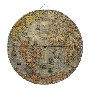 World Map Vintage Historical Antique Atlas Dartboard