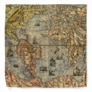 World Map Vintage Historical Atlas Bandana