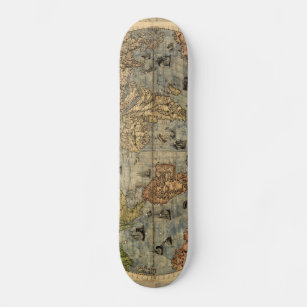 World Map Vintage Historical Atlas Skateboard