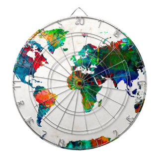 world map watercolor 20 dartboard