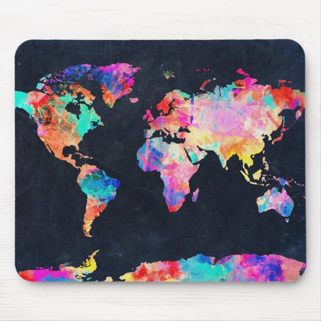 world map watercolor 21 mouse pad (Front)