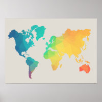 World Map Watercolor Poster