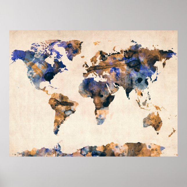 World Map Watercolor Poster (Front)