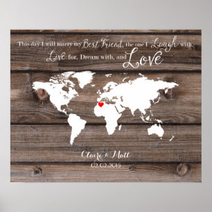 world map wedding guest book signing board wood
