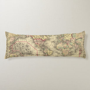 World Map with Explorers' sea routes Body Pillow