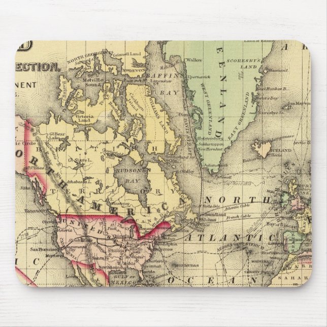 World Map with Explorers' sea routes Mouse Pad (Front)