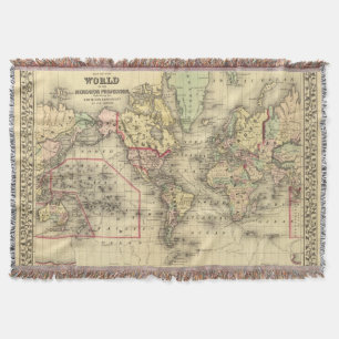 World Map with Explorers' sea routes Throw Blanket