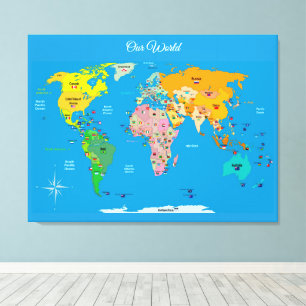World Map with Flags Canvas Print