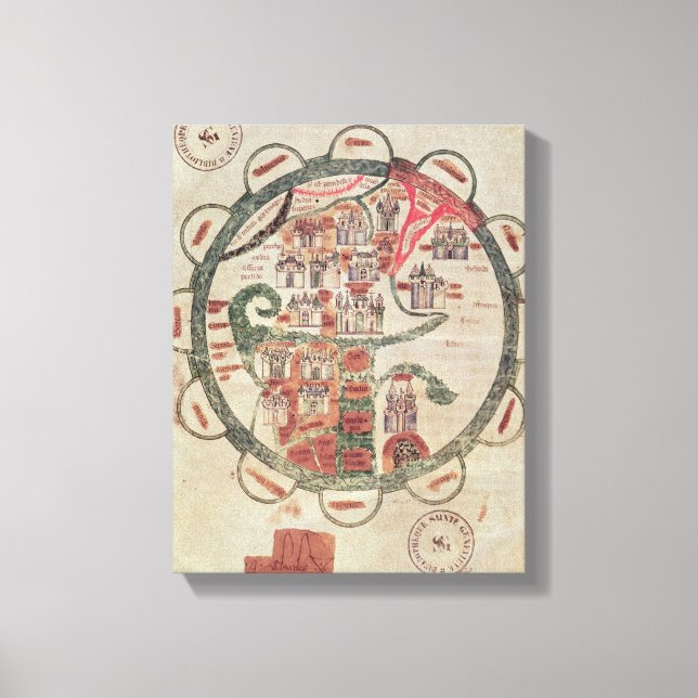 World map with Jerusalem in the centre Canvas Print (Front)