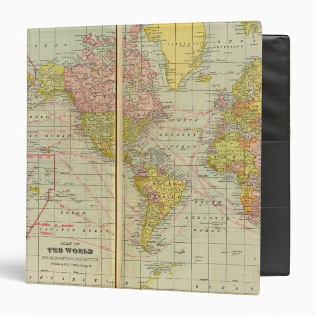 World map with shipping lanes binder (Front/Inside)