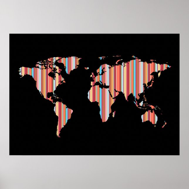 world map with stripes poster (Front)