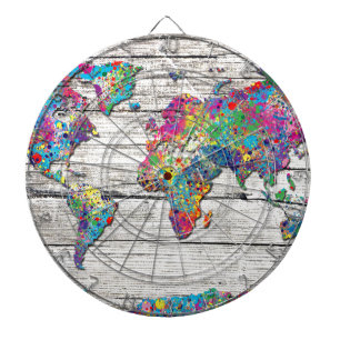 world map wood dartboard
