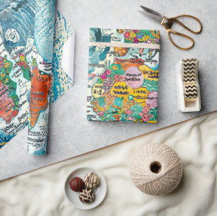 World Map Wrapping Paper