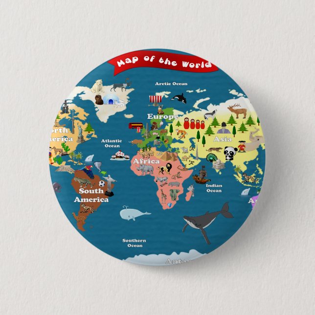 World Maps For Kids 2 Inch Round Button (Front)