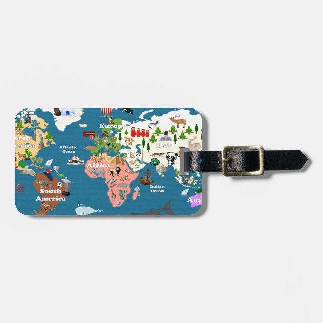 World Maps For Kids Luggage Tag (Front Horizontal)