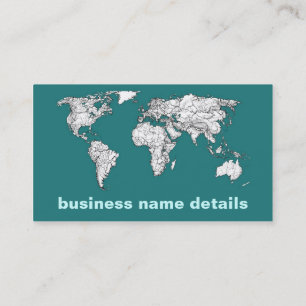 World maps in turquoise business card