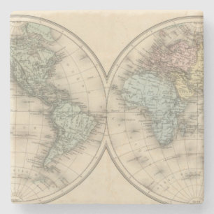 World maps stone coaster
