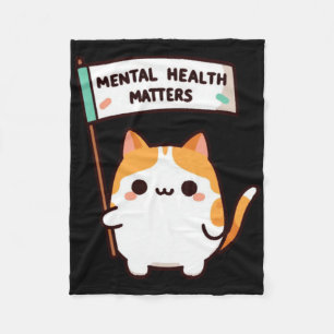 World Mental Health Day Cat Sticker Fleece Blanket