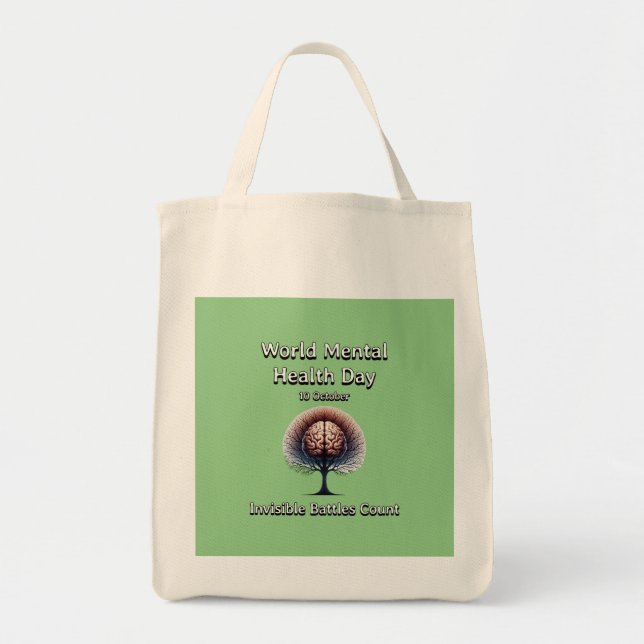 World Mental Health Day. Invisible Battles Count. Tote Bag (Front)
