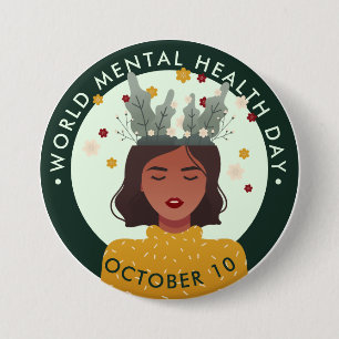 World Mental Health Day, woman 3 Inch Round Button