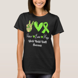 World Mental Health WMH Peace Love Hope Lime Green T-Shirt