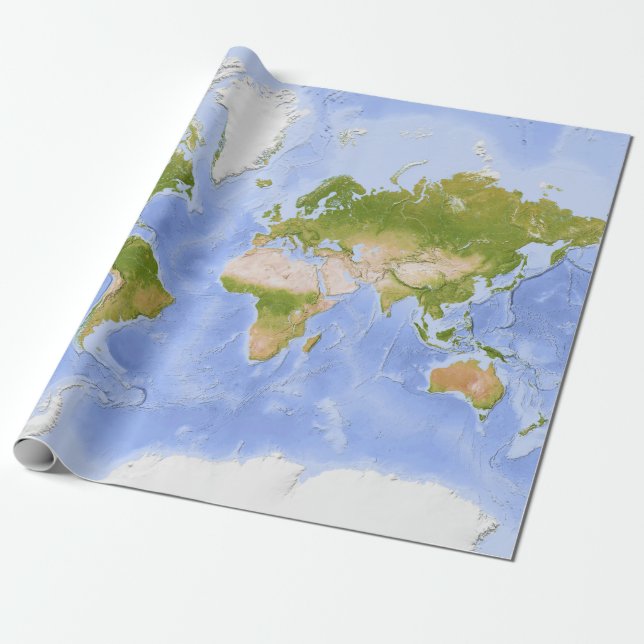 World Mercator Map Wrapping Paper (Unrolled)