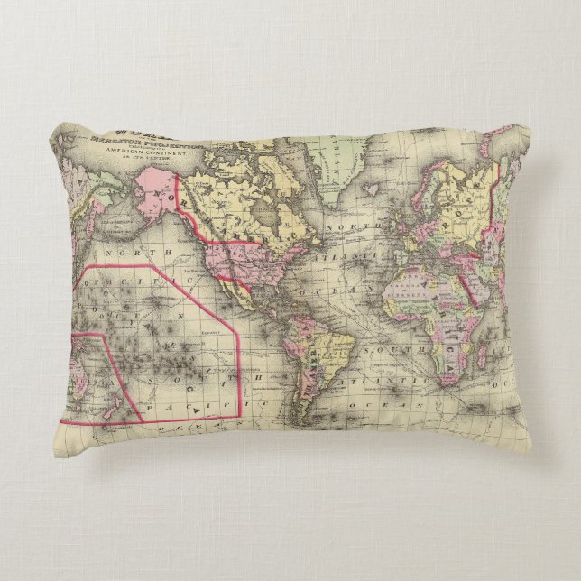 World Mercator proj 2 Decorative Pillow (Front)