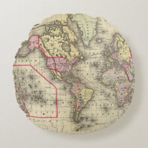World Mercator proj 2 Round Pillow