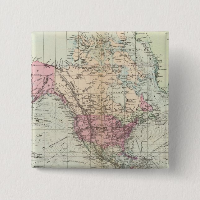 World, Mercator's projection 2 Inch Square Button (Front)