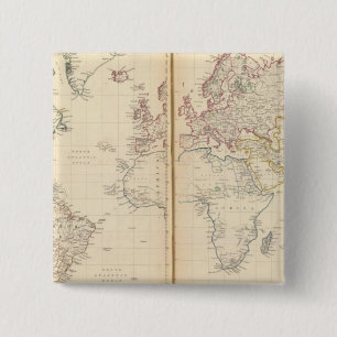 World, Mercator's projection 2 Inch Square Button