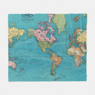 World, Mercator's Projection Fleece Blanket