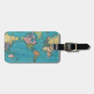 World, Mercator's projection. Luggage Tag