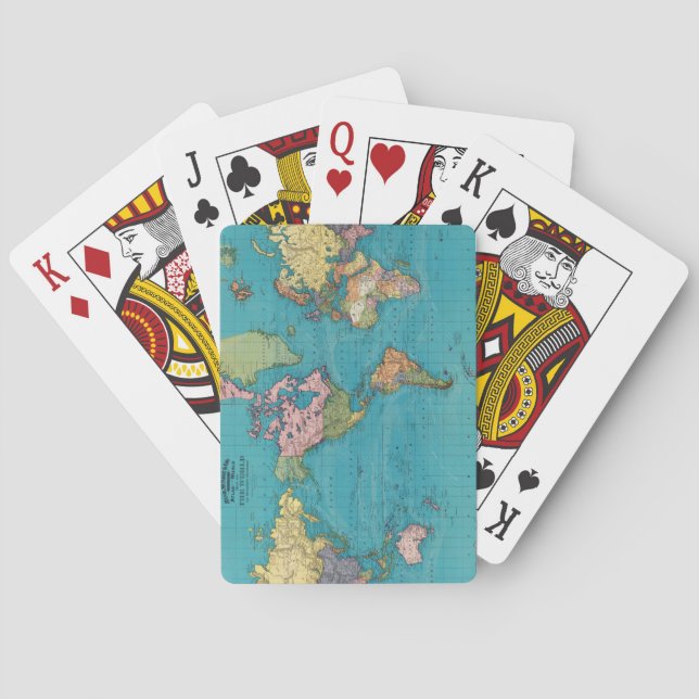 World, Mercator's projection. Playing Cards (Back)