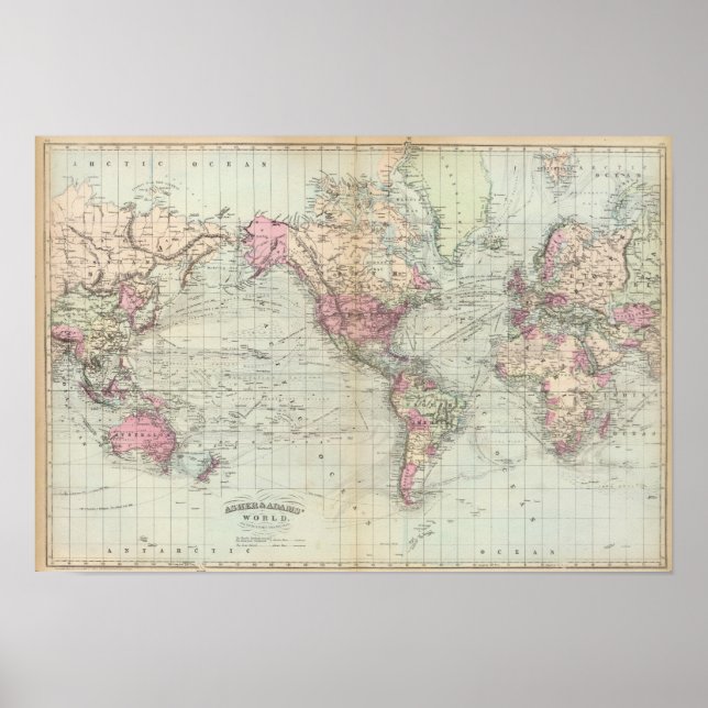 World, Mercator's projection Poster (Front)