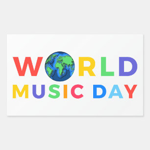 World Music Day Colourful Typography Art  Sticker