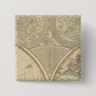 World north hemisphere map 2 inch square button