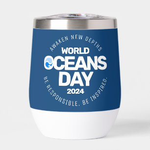 World Oceans Day Blue Stylized Earth Waves