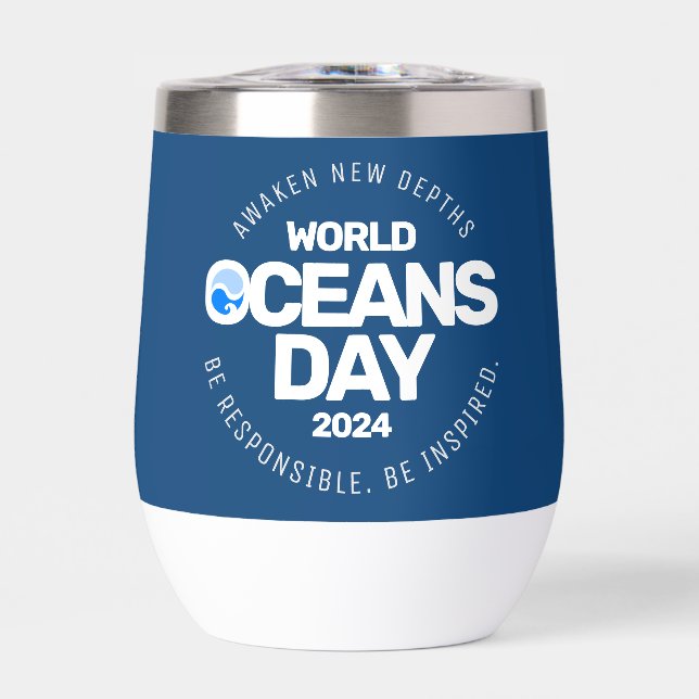 World Oceans Day Blue Stylized Earth Waves (Front)