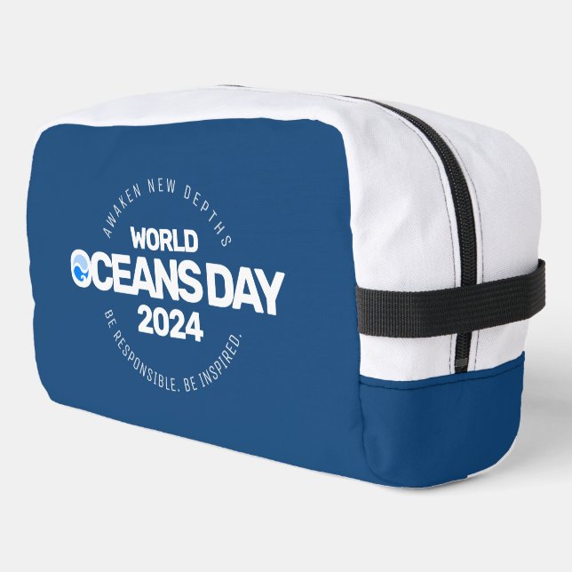 World Oceans Day Blue Stylized Earth Waves Dopp Kit (Left Corner)