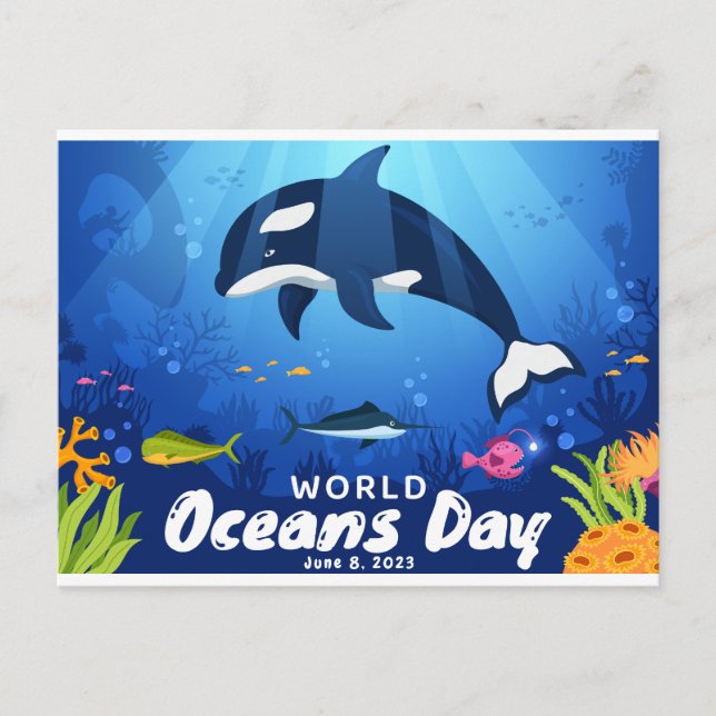 World Oceans Day June 8 2023 Marine Life Postcard (Front)