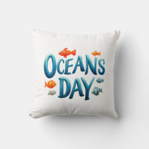 World Oceans Day -Oceans Day Celebration with Fish Throw Pillow