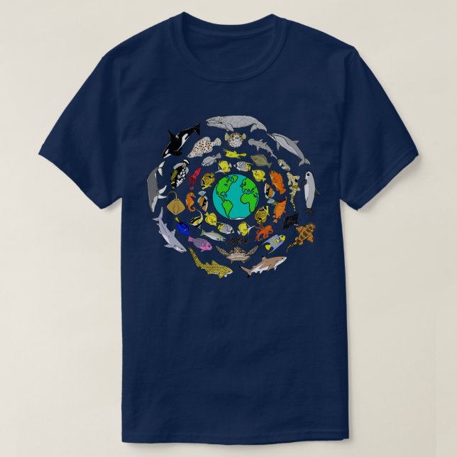 World Oceans Day Sea Life T-Shirt (Design Front)