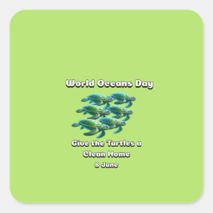 World Oceans Day Square Sticker