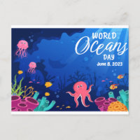 World Oceans Day Underwater Scene Custom Text