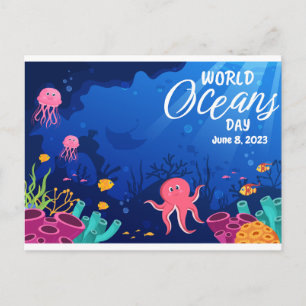 World Oceans Day  Underwater Scene Custom Text Postcard