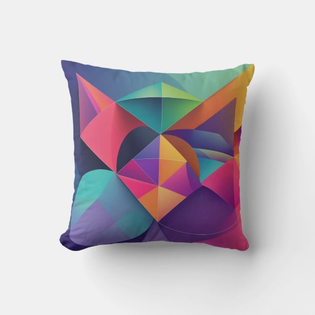 world of colourful geometry throw pillow (Front)