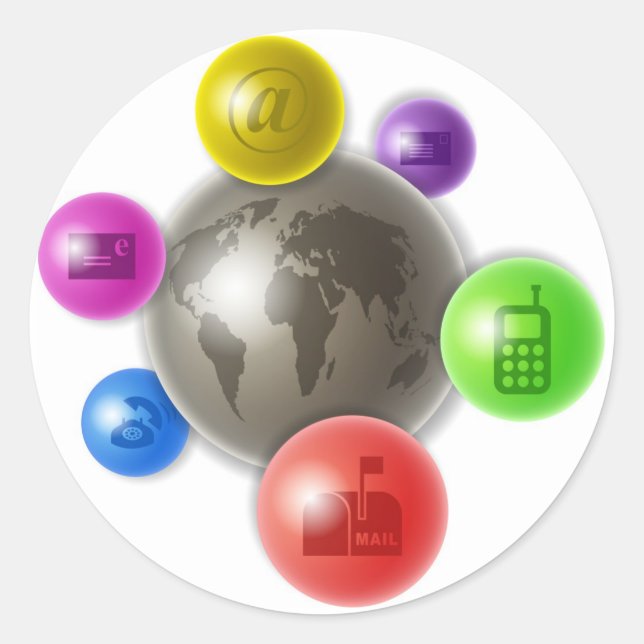 World of Communication Classic Round Sticker (Front)