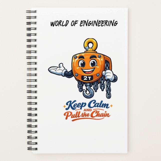 World of Engineering Keep Calm Pull Chain Notebook Planner (Front)