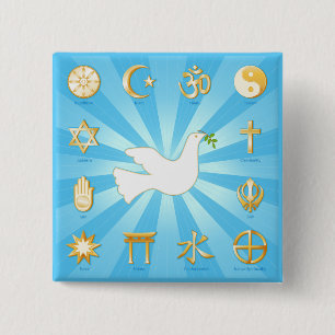 World of Peace 2 Inch Square Button